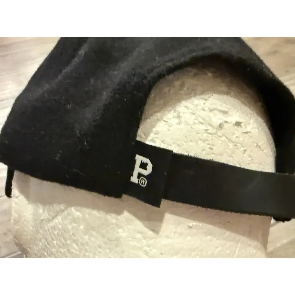 Portland Gear Mens Black “P” Oregon Map Wool Blend Leather Strapback Hat Cap